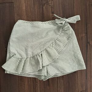 Love Squared Girl Green Checkered Ruffle Tie Wrap Skort Girls 12